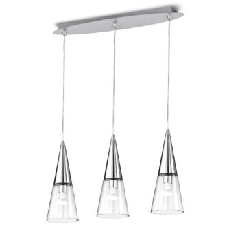 Závesná lampa Cono 3-plameňová chróm/priehľadná - Image 2