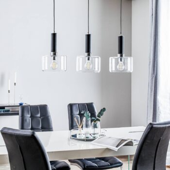 Závesná lampa Viva, číra/čierna/chróm, 3-plameňová - Image 2