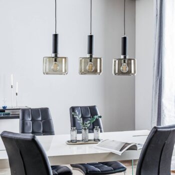 Závesná lampa Viva dymová/čierna/chróm 3-plameňová - Image 2