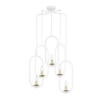 Závesná lampa Candle, 5-plameňová, biela