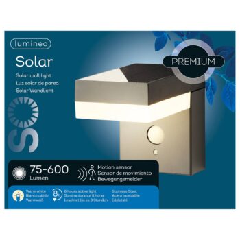 Solárne nástenné LED svetlo 897462, oceľ, snímač - Image 2