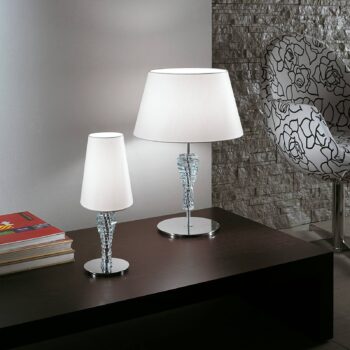 Veľká textilná stolná lampa Crystal biela - Image 4