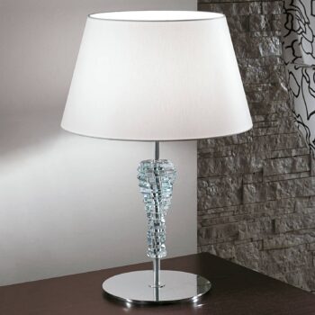 Veľká textilná stolná lampa Crystal biela - Image 3
