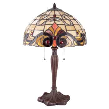 Stolná lampa 5925 v štýle Tiffany, krémovo červená - Image 4