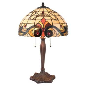 Stolná lampa 5925 v štýle Tiffany, krémovo červená - Image 3