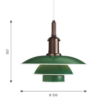 Louis Poulsen PH 3 1/2-3 závesná lampa meď/zelená - Image 2