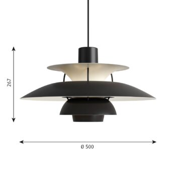 Louis Poulsen PH 5 závesná lampa, monochróm čierna - Image 2