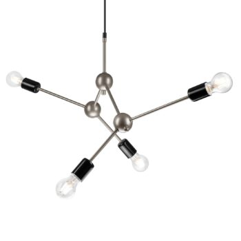 Objímková závesná lampa Tosia, 4-pl., strieborná