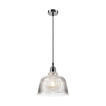 Závesná lampa Leana, číre sklo, 1-plameňová, chróm