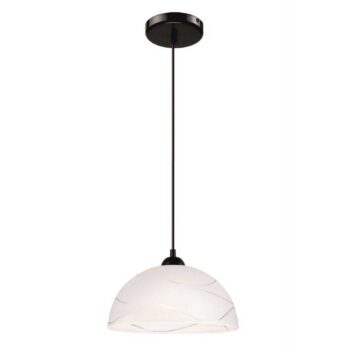 Závesná lampa Fibi zo skla s motívom vĺn, biela
