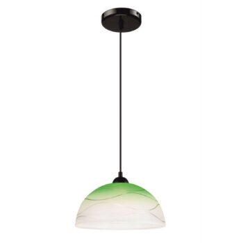 Závesná lampa Fibi zo skla s motívom vĺn, zelená