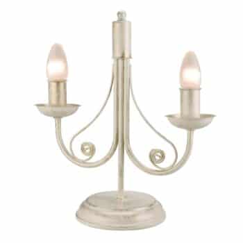 Stolná lampa Ayleen z ocele, 2-plameňová, biela