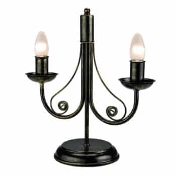Stolná lampa Ayleen z ocele, 2-plameňová, čierna