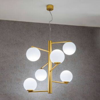 Závesná lampa Tin Tin 6-plameň zlatá satinovaná - Image 4