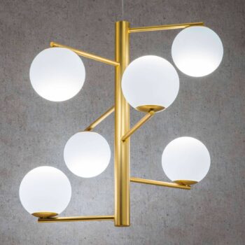 Závesná lampa Tin Tin 6-plameň zlatá satinovaná - Image 3