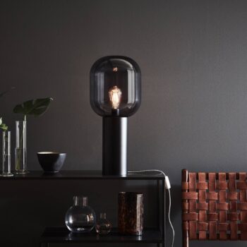 Stolná lampa Brooklyn sklenené tienidlo dym 56 cm - Image 2