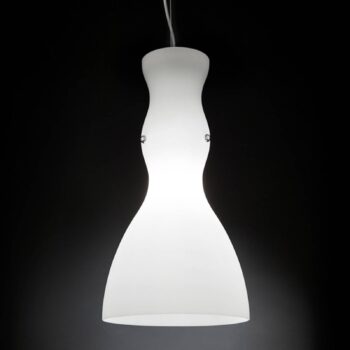 Biela sklenená závesná lampa Scherzo