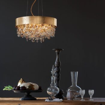 Závesná lampa Ola sklenený záves lístkové zlato - Image 2