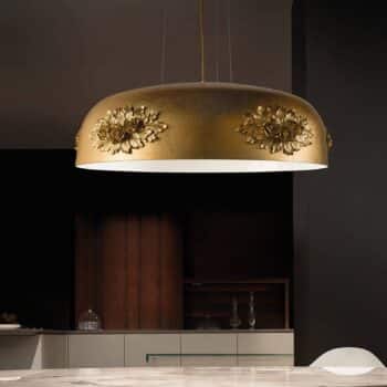 Závesné LED svietidlo Dame lístkové zlato 80 cm - Image 2
