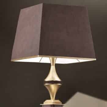 Stojaca lampa Darshan s hnedým koženým krytom - Image 2