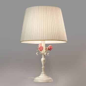 Stolná lampa Fiore s ružovými kvetmi