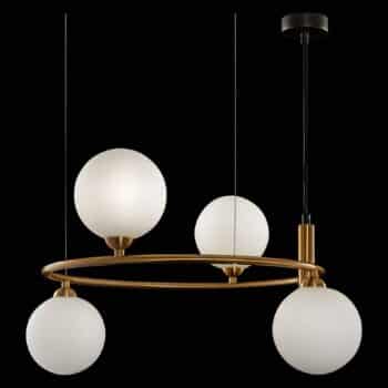 Maytoni Ring závesná lampa 4-pl., mosadz/biela
