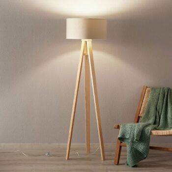 Stojaca lampa Verbena zlatá s textilným tienidlom - Image 3