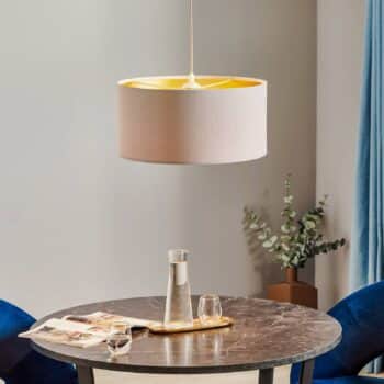 Závesná lampa Salina poťah. látka krém/zlatá Ø50cm - Image 2