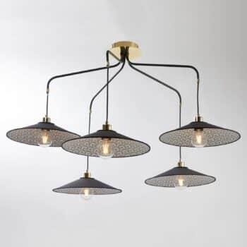MARKET SET Gatsby závesná lampa 5-pl. čierny páv
