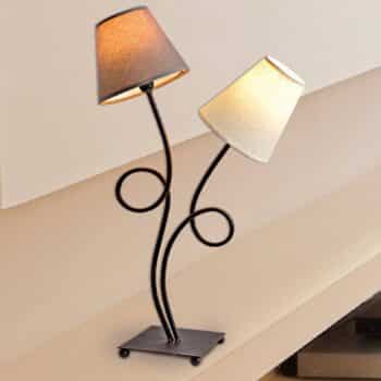 Dvoj-plameňová látková stolná lampa Twiddle - Image 3