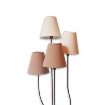 Štvor-plameňová textilná stojaca lampa hnedá biela - Image 4