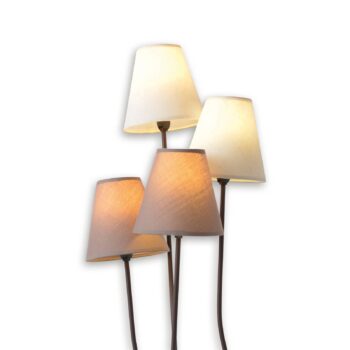 Štvor-plameňová textilná stojaca lampa hnedá biela - Image 3