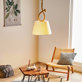 Závesná lampa Rope prírodné lano textilné tienidlo - Image 4