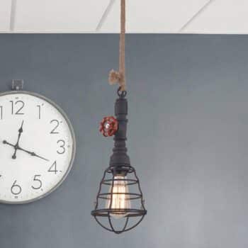 Závesná lampa v priemyselnom dizajne čierna - Image 3