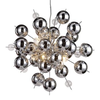 Závesná lampa Wakusei zo skla 65 cm chróm - Image 3