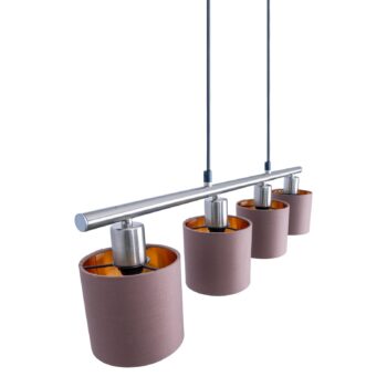 Závesná lampa Maron, 4-pl., textil, hnedá/zlatá - Image 2