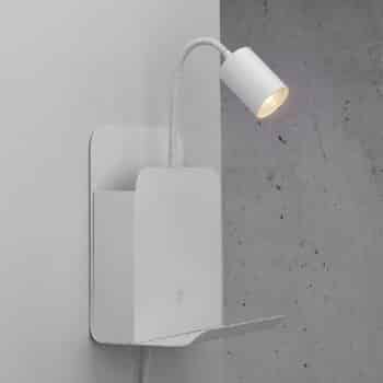 Nástenné svetlo Roomi odkladací priestor USB biela - Image 2