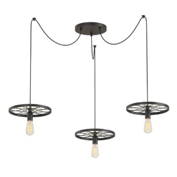 Závesná lampa Jan, 3-plameňová, čierna
