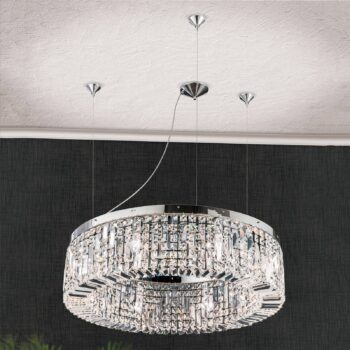 Jagavá krištáľová závesná lampa Kruh 80 cm chróm - Image 4