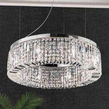 Jagavá krištáľová závesná lampa Kruh 80 cm chróm - Image 3