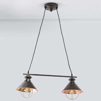 Dvoj-plameňová závesná lampa Shanta, čierna meď - Image 4