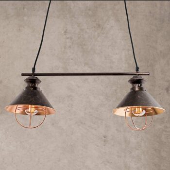Dvoj-plameňová závesná lampa Shanta, čierna meď - Image 3