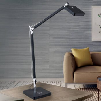 Schopná QI LED lampa na písací stôl Dave čierna