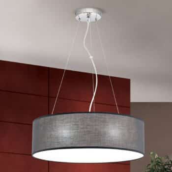 Závesná lampa Ufo so sivým látkovým tienidlom - Image 4
