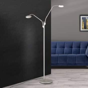 Stojaca LED lampa Cobra 2-plameňová nikel matná - Image 2