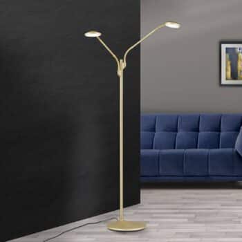 Stojaca LED lampa Cobra, 2-plameňová mosadz matná - Image 2