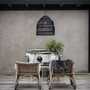 PR Home Maja závesná lampa ratan čierna, Ø 53 cm - Image 2