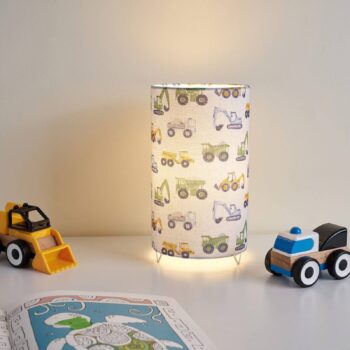 Pauleen Cute Tractor stolná lampa ľanové tienidlo