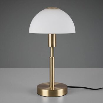 Stolná lampa Don, stmievateľná, biela/mosadz matná