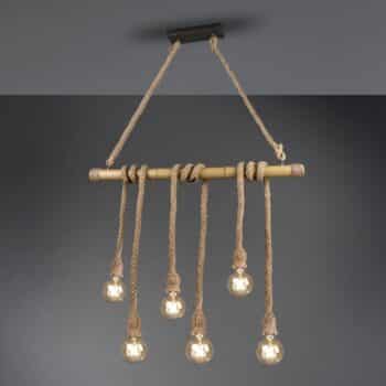 Závesná lampa Wilma z bambusu, šesť-plameňová - Image 2